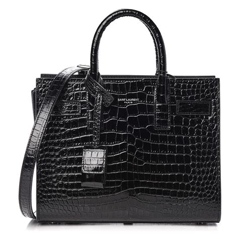 ysl nano sac de jour croc black|SAINT LAURENT Sac De Jour nano croc.